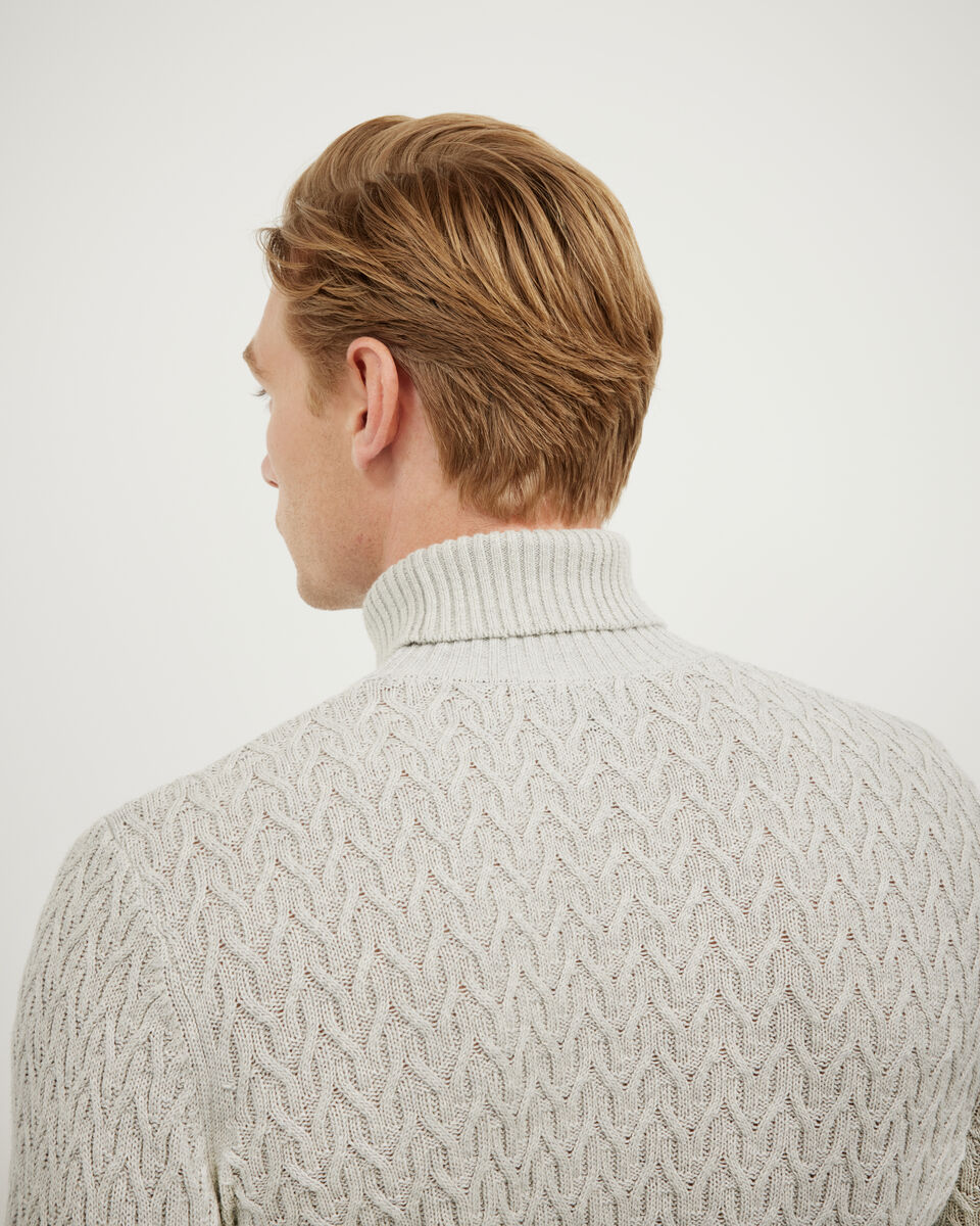 Textured Roll Neck Knit, Grey Marle Textured Roll Neck Knit, Grey Marle, hi-res
